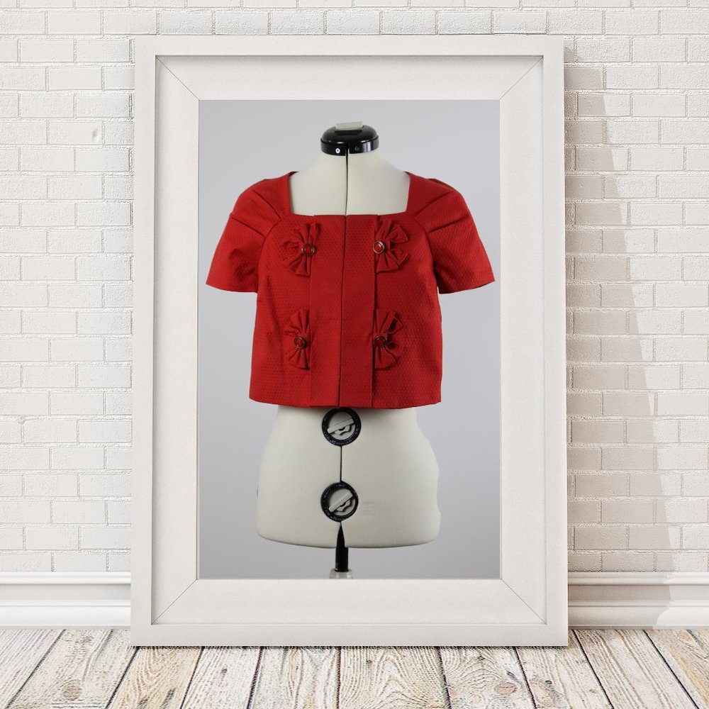 CUTE CROP RED JACKET TOP